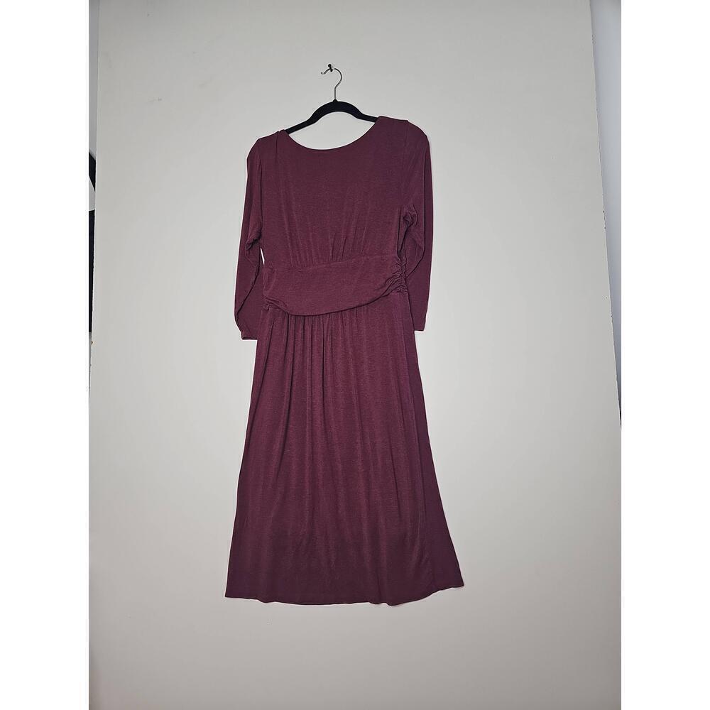 Anthropologie Maeve  Galena Burgundy Midi VNeck Jersey Wrap Dress L - Picture 9 of 11